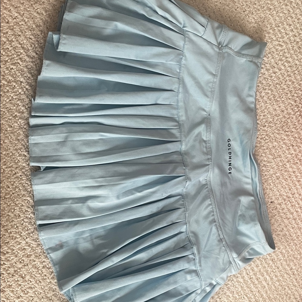 Gold hinge light blue skirt